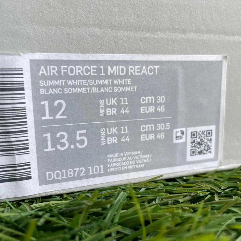 Nike Air Force 1 Mid React - Summit White shoes US12/EUR46 DQ1872-101 brand new - Picture 11 of 12